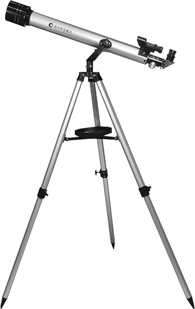 Angle View: 525 Power, 70060 Starwatcher Refractor, AZ, Silver, Red Dot Finderscope, Astronomy Software