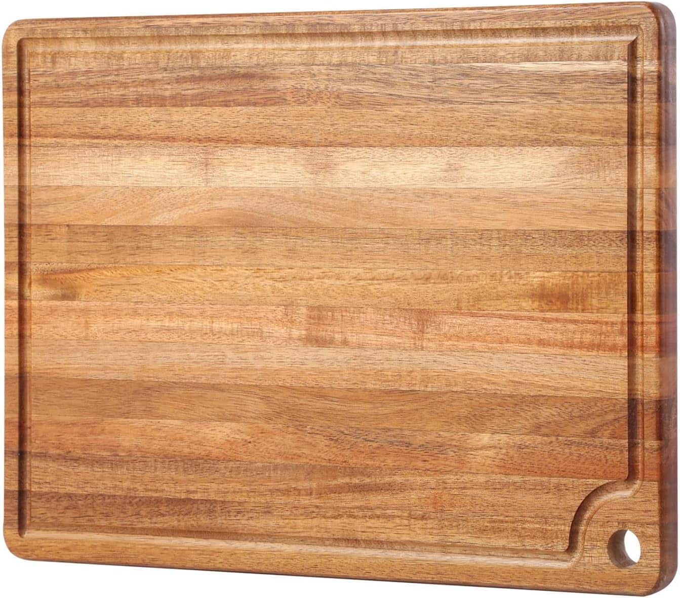 PARKER SLATER - Acacia Wood Cutting Board, Large 18x12, Juice Groove, Handle Hole