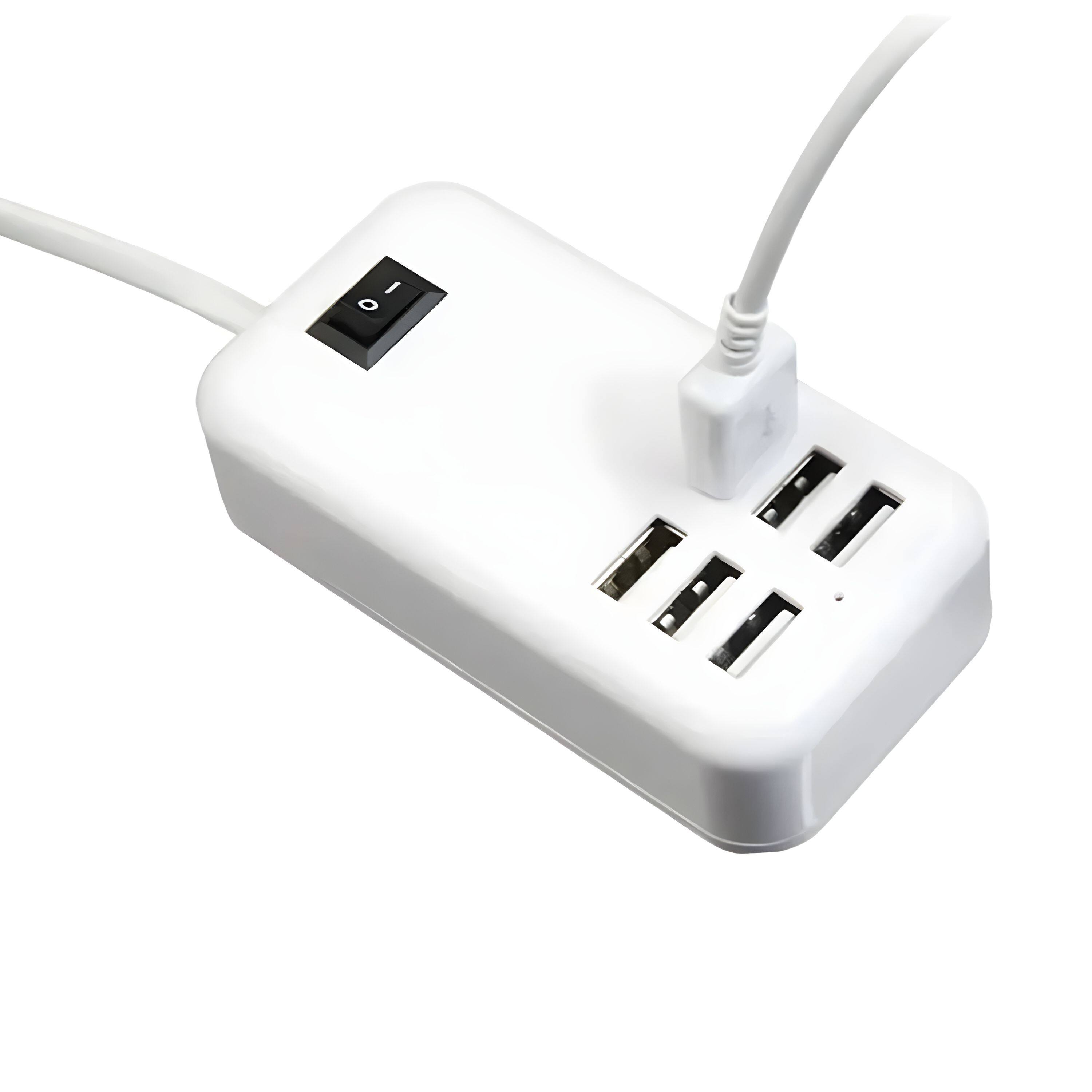 Left. Kitcheniva - 6‑Port USB Hub Multi‑Function Charger Station - White.