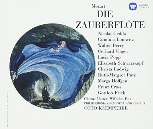 Mozart  
DIE ZAUBERFLÖTE  

Nicolai Gedda  
Gundula Janowitz  
Walter Berry  
Gerhard Unger  
Lucia Popp  
Elisabeth Schwarzkopf  
Christa Ludwig  
Ruth-Margret Putz  
Marga Hoffgen  
Franz Crass  
Gottlob Frick  

Chorus Master: Wilhelm Pitz  
PHILHARMONIA ORCHESTRA AND CHORUS  
OTTO KLEMPERER  

WARNER CLASSICS