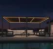 Front. PURPLE LEAF - Louvered Pergola with LED Strip Lights Outdoor Bronze Aluminum Hardtop Gazebo with Adjustable Roof for Patio Garden Yard - 11' X 18'.