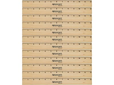 Westcott - 12" Scale Wood Ruler, 12/Pack - Beige