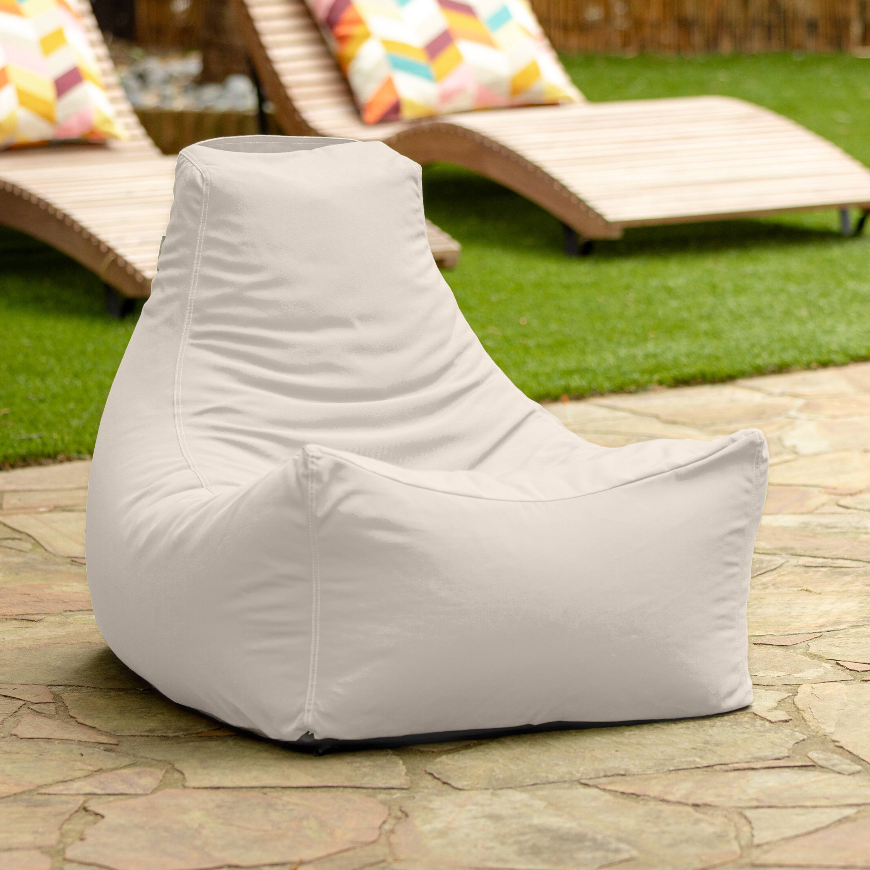 Back. Jaxx - Jaxx Juniper Outdoor Bean Bag Patio Chair & Poolside Lounge, White - Pearl.