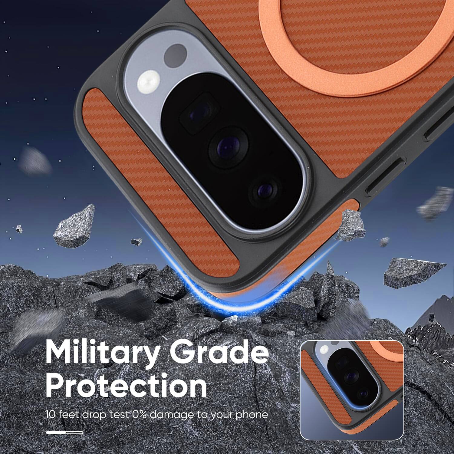 Military Grade Protection  
10 feet drop test 0% damage to your phone