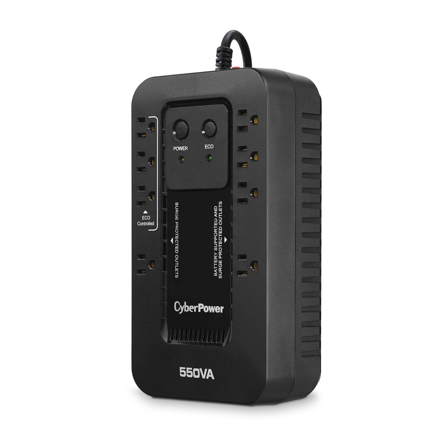 POWER ECO ECO Controlled BURGE PROTECTED OUTLETS AND OUTLETS SUPPORTED BATTERY SURGE CyberPower 550VA