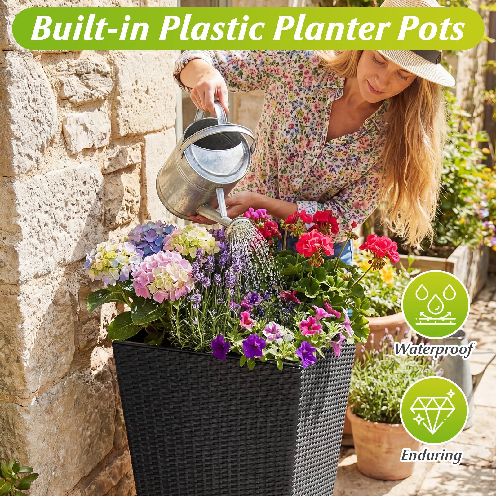 Built-in Plastic Planter Pots

Waterproof

Enduring