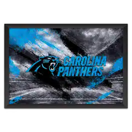 Sporticulture - Carolina Panthers 14" x 20" Brush Stroke Logo Framed Art Print - Multicolor