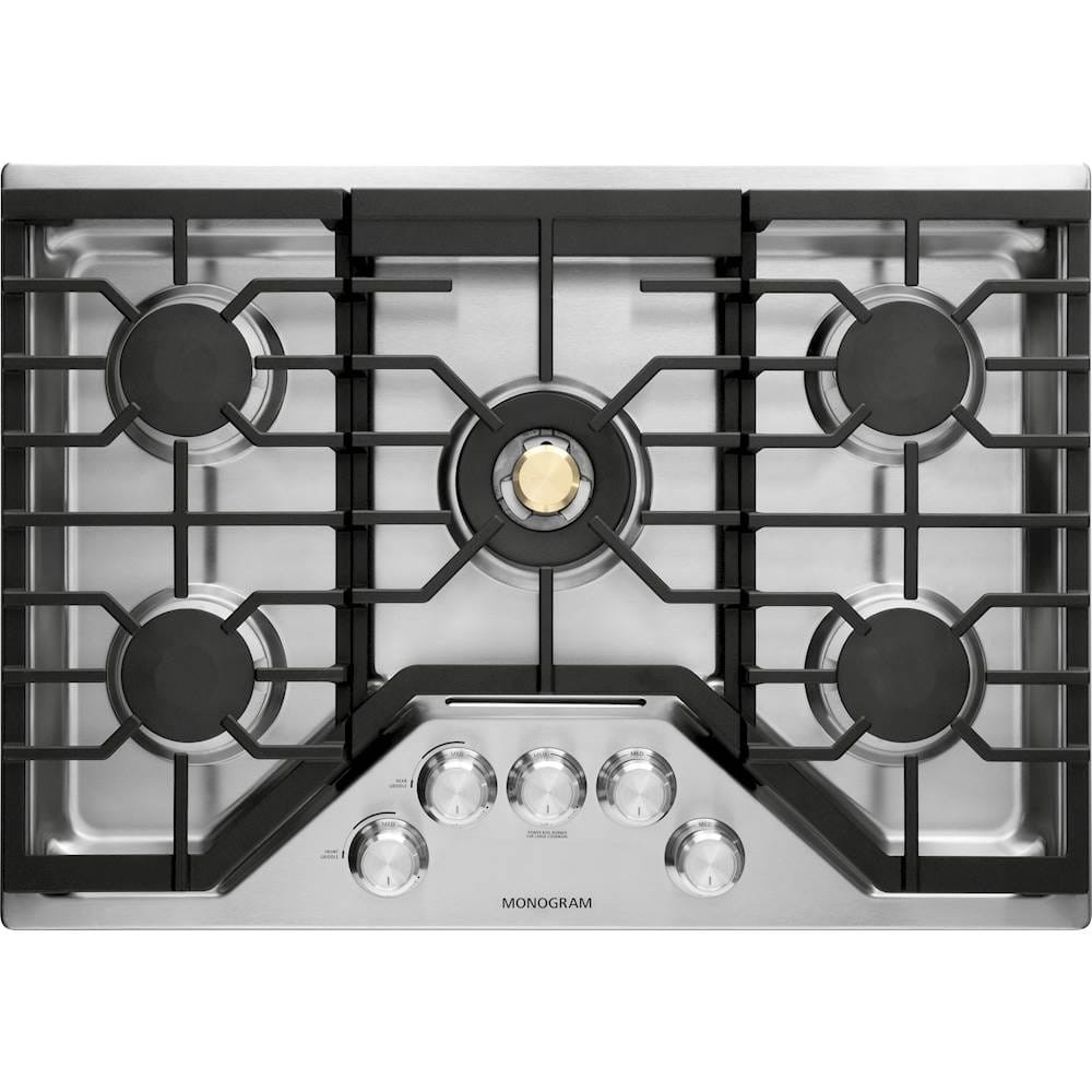 Front. Monogram - 30" Built-In Gas Cooktop with 5 burners - Stainless Steel.