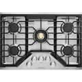 Monogram - 30" Built-In Gas Cooktop with 5 burners and Sapphire Glass Precision Knobs - Stainless Steel