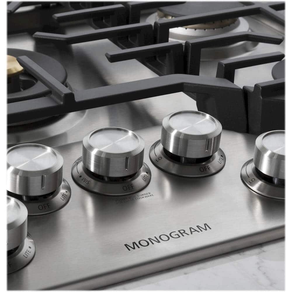 Alt View 14. Monogram - 30" Built-In Gas Cooktop with 5 burners - Stainless Steel.