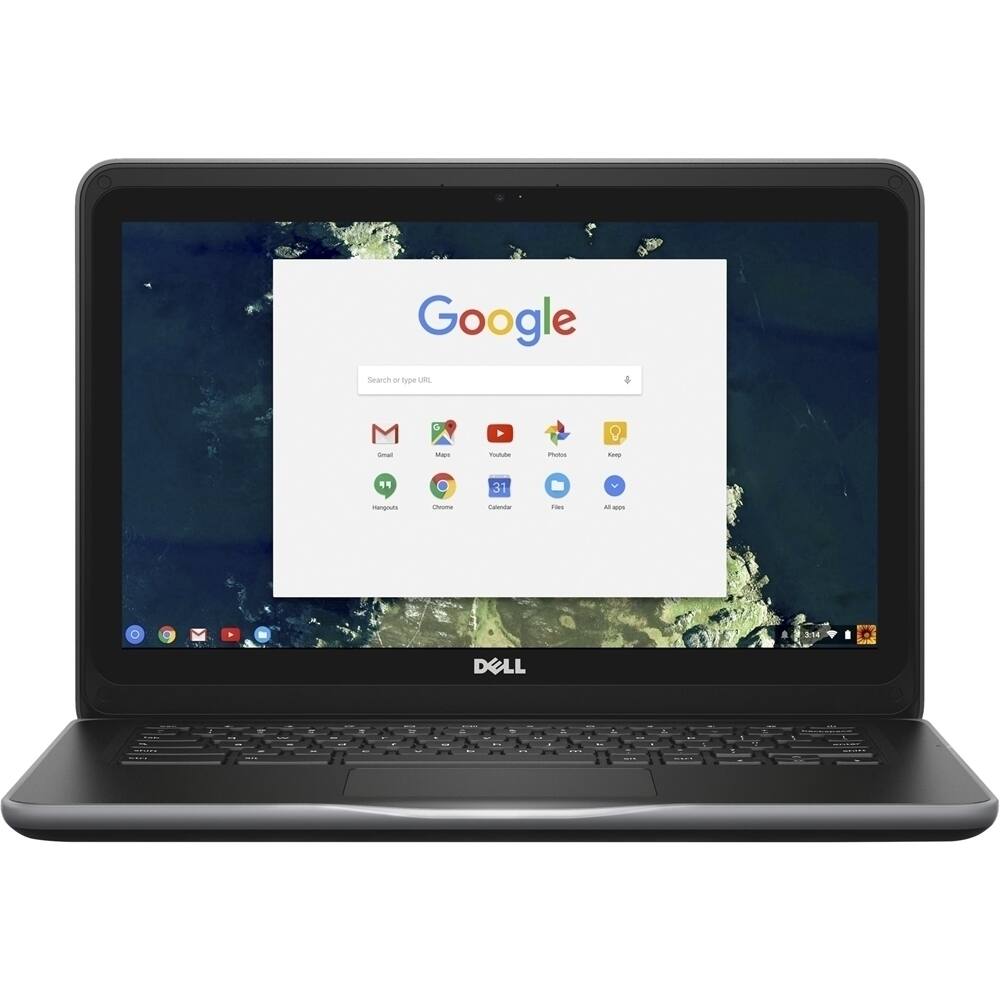 Front. Dell - 13.3" Chromebook - Intel Celeron - 4GB Memory - 32GB Solid State Drive - Black.