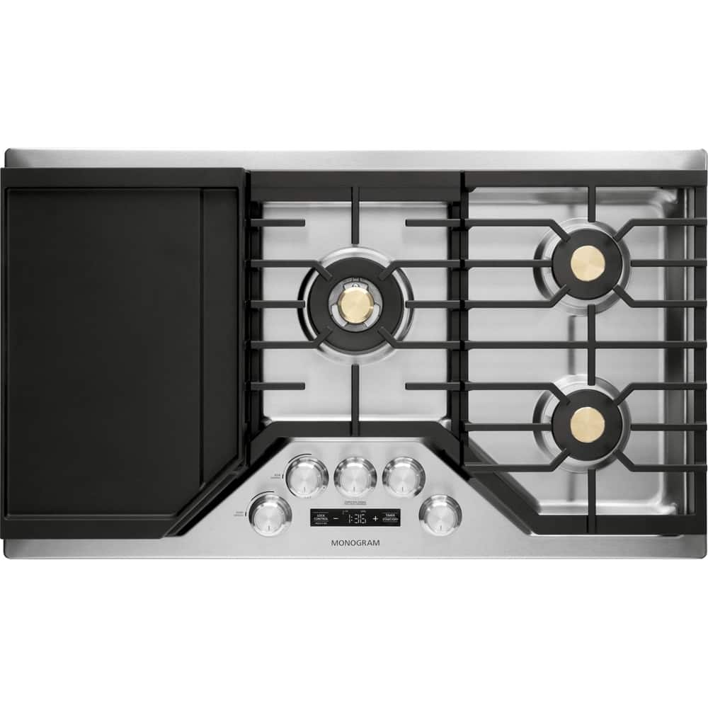 Front. Monogram - 36" Built-In Gas Cooktop with 5 burners - Stainless Steel.