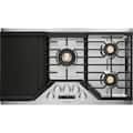 Monogram - 36" Built-In Gas Cooktop with 5 burners and Sapphire Glass Precision Knobs - Stainless Steel