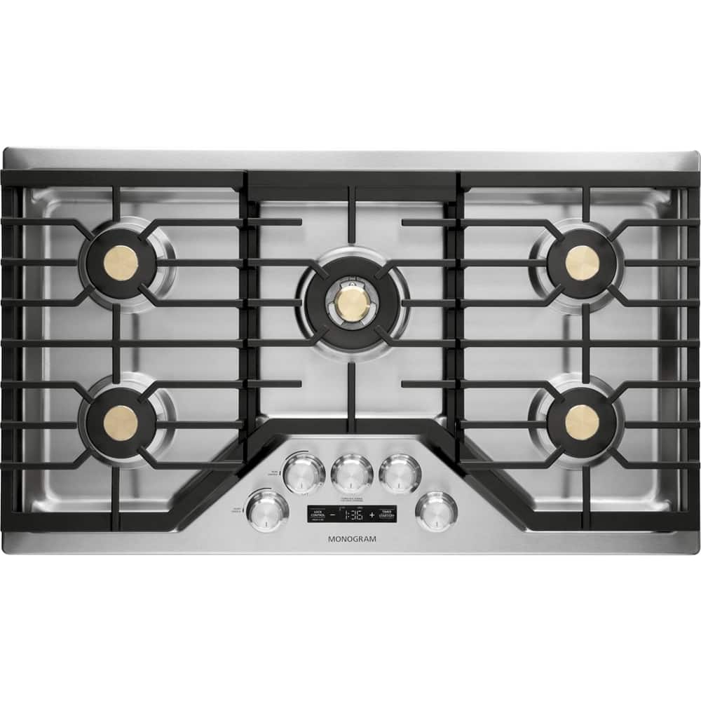 Alt View 11. Monogram - 36" Built-In Gas Cooktop with 5 burners - Stainless Steel.