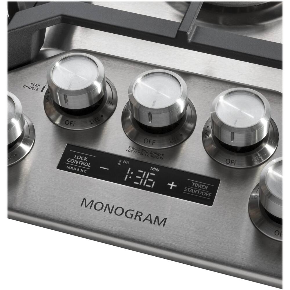 Alt View 12. Monogram - 36" Built-In Gas Cooktop with 5 burners - Stainless Steel.