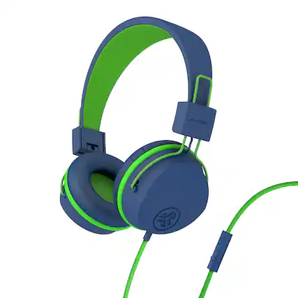 Front. JLab - JBuddies Studio On-Ear Kids Wired Headphones - Blue/Green.