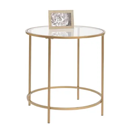 Front. Sauder - International Lux Round Side Table - Gold/Clear.