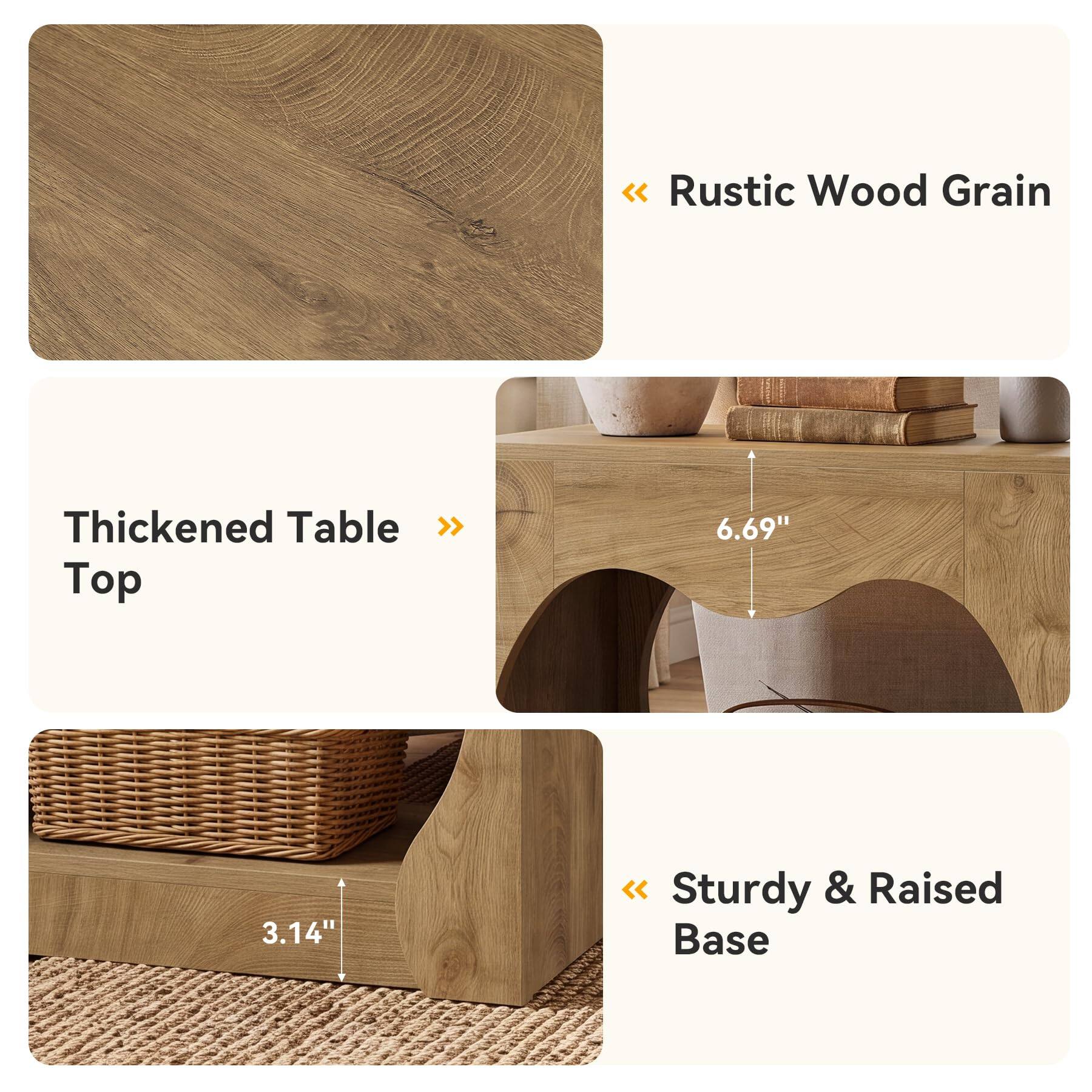 Rustic Wood Grain

Thickened Table Top
6.69"

Sturdy & Raised Base
3.14"