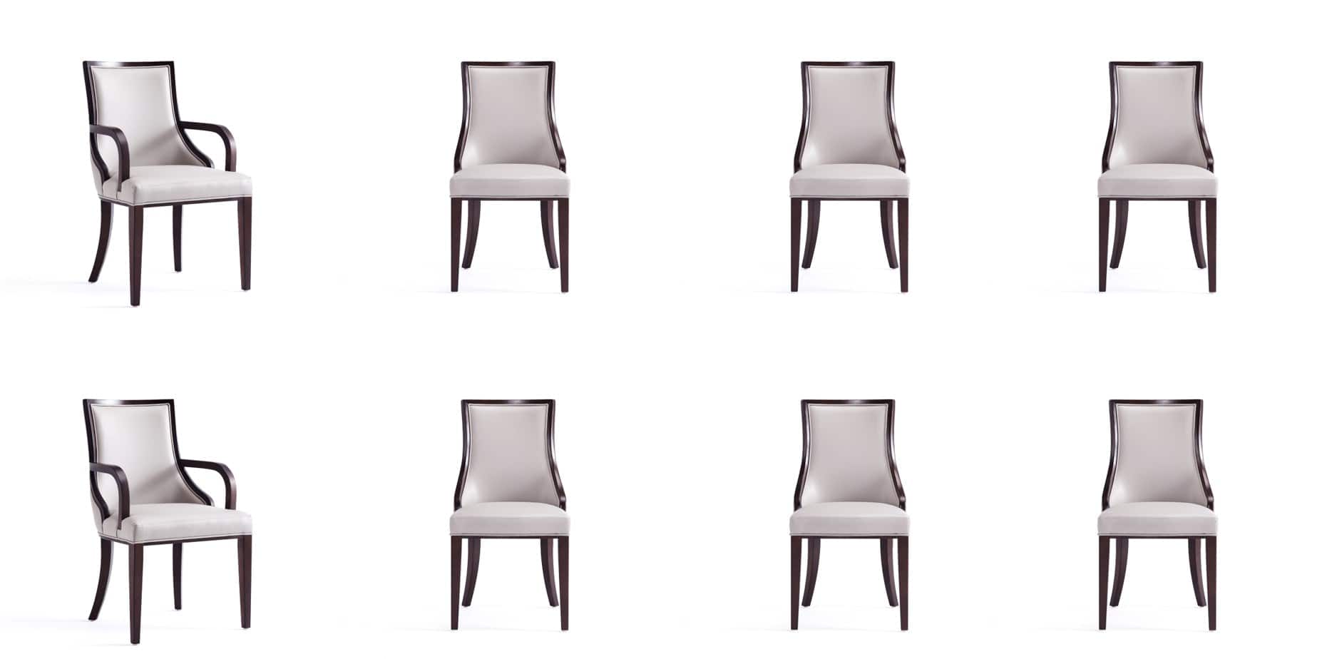 Manhattan Comfort - Grand Traditional 8-Piece Dining Chair Set - Light Gray