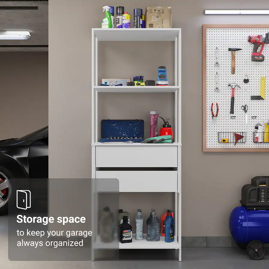 Rp Racks Madesa Garage Storage Rack with 2 Drawers and Open Shelves 27