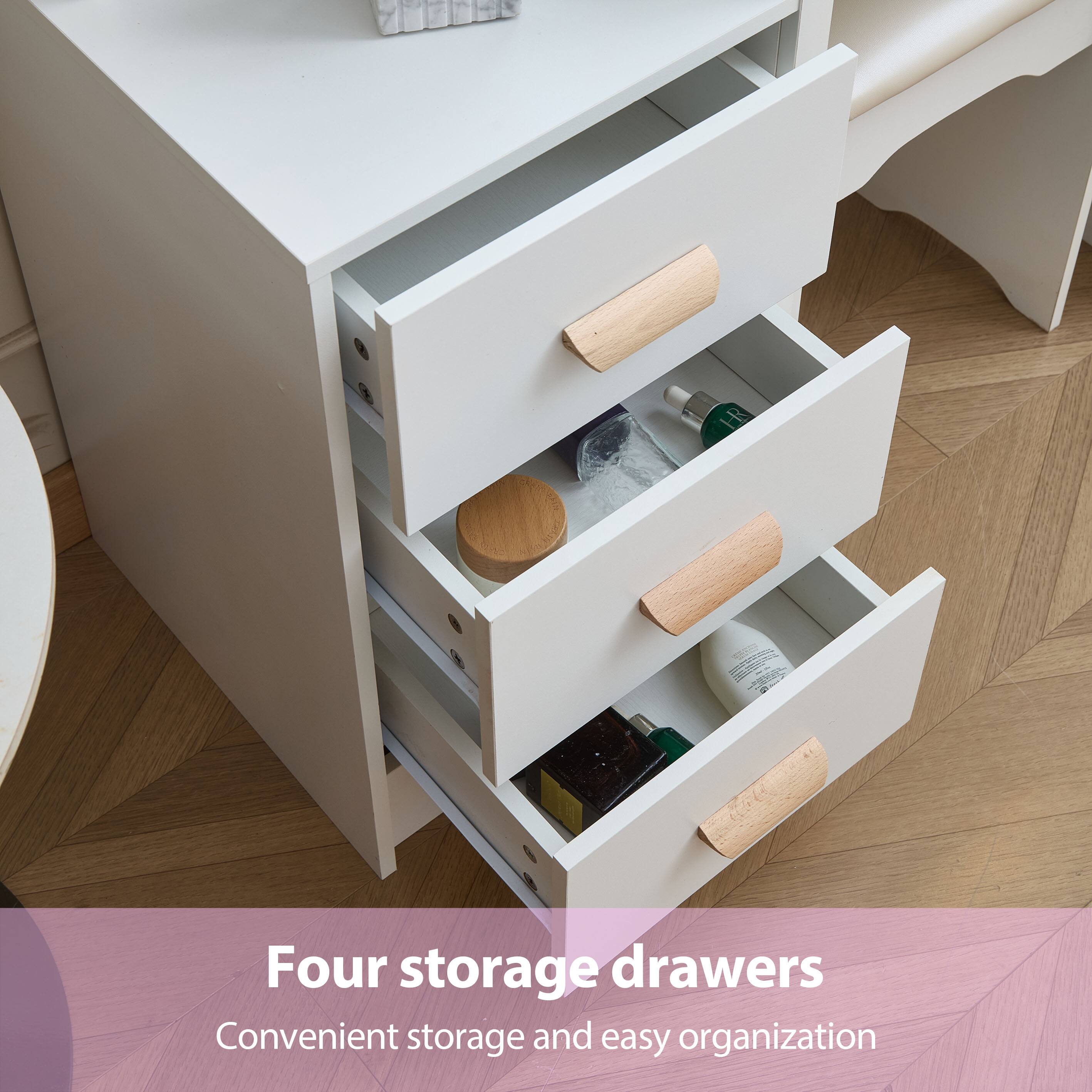 Four storage drawers  
Convenient storage and easy organization