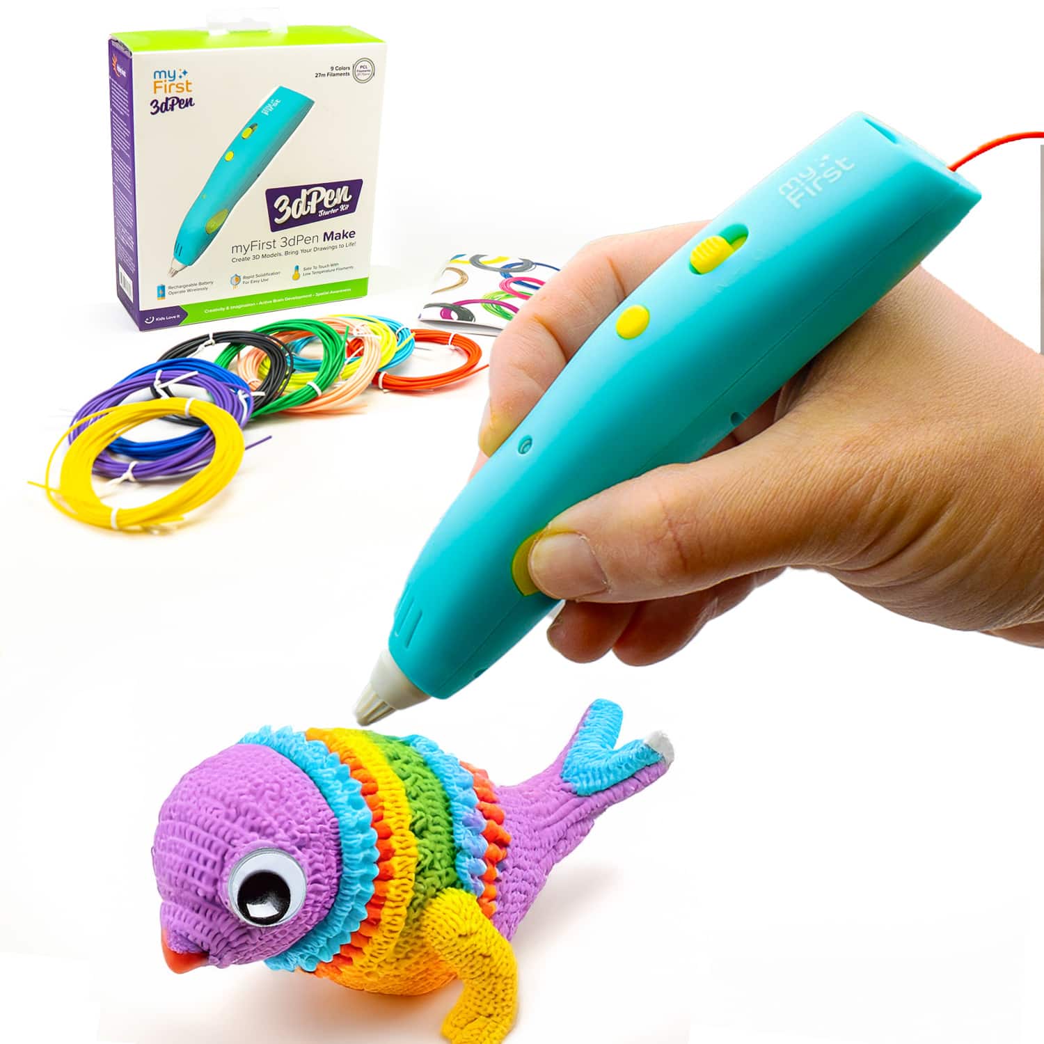 myFirst - 3dPen Make - Starter Kit 3D Pen for Kids, Wireless 3D Pen with 6 PLA Filament Colors Age 5-15 Years