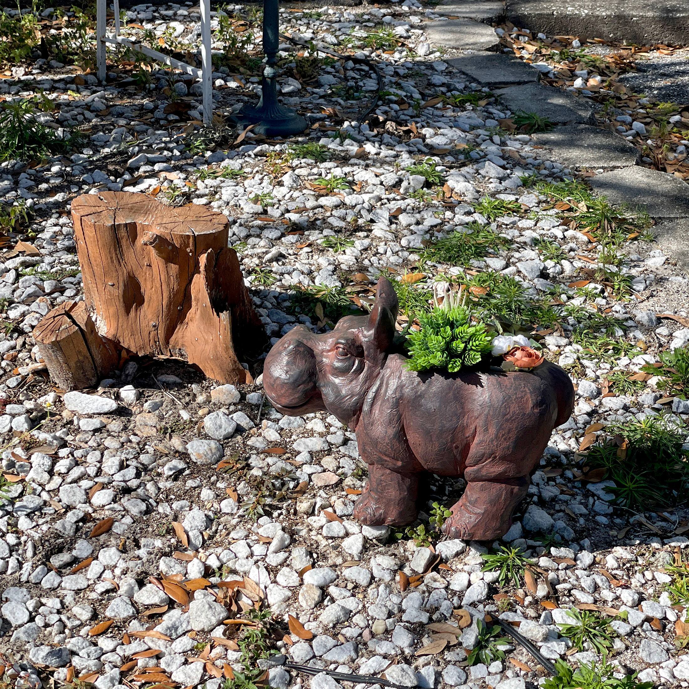 Alt View 7. Zeckos - Brown 17" Hippo MGO Planter, Durable Weatherproof Magnesium - Indoor/Outdoor - Brown.