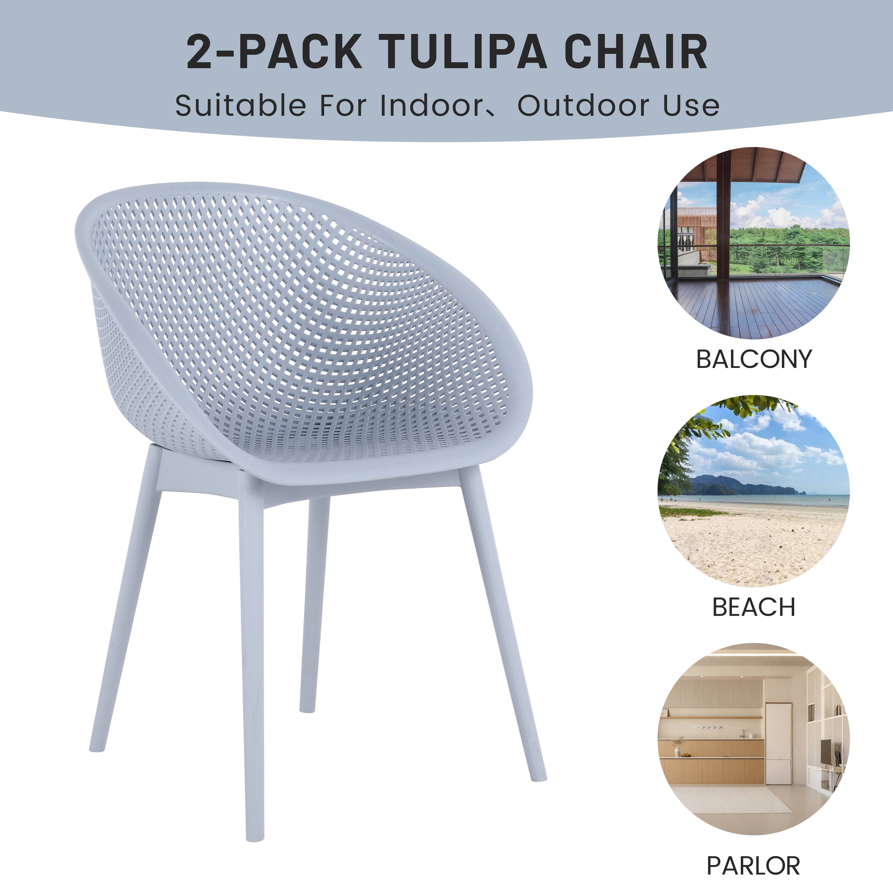 2-Pack Tulipa Chair  
Suitable For Indoor, Outdoor Use  
Balcony, Beach, Parlor