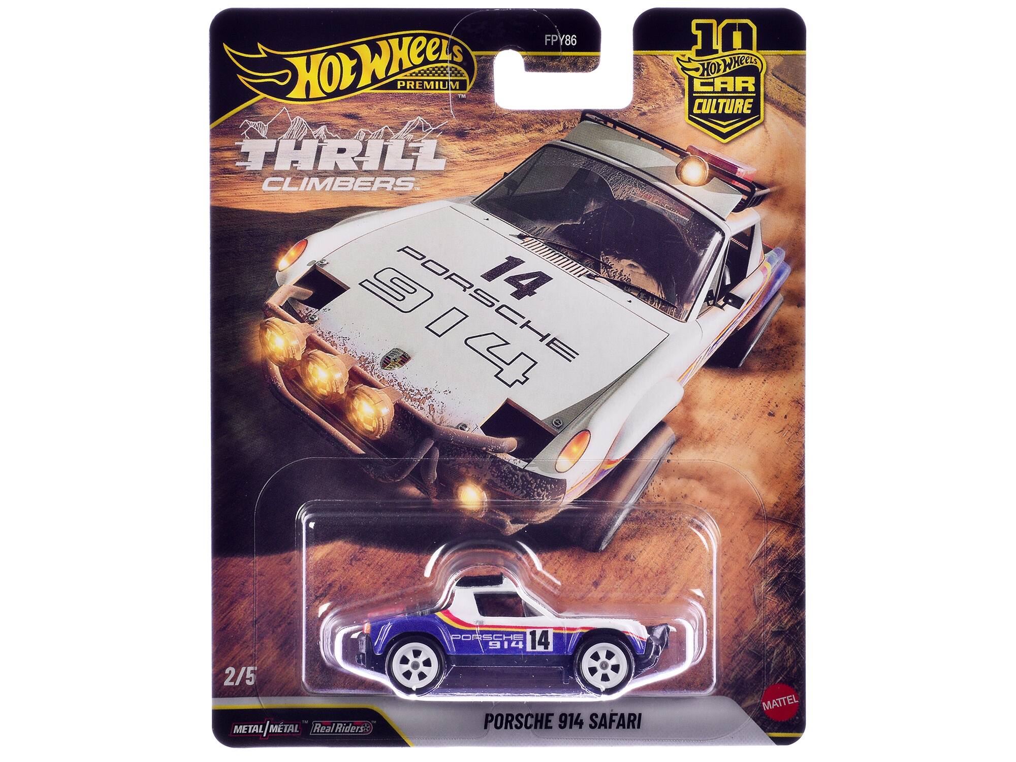 FPY86 Hot Wheels Premium Thrill Climbers 7 14 914 10 Hot Wheels Car Culture 2/5 Metal | Métal Real Riders Porsche 14 914 Porsche 914 Safari Mattel
