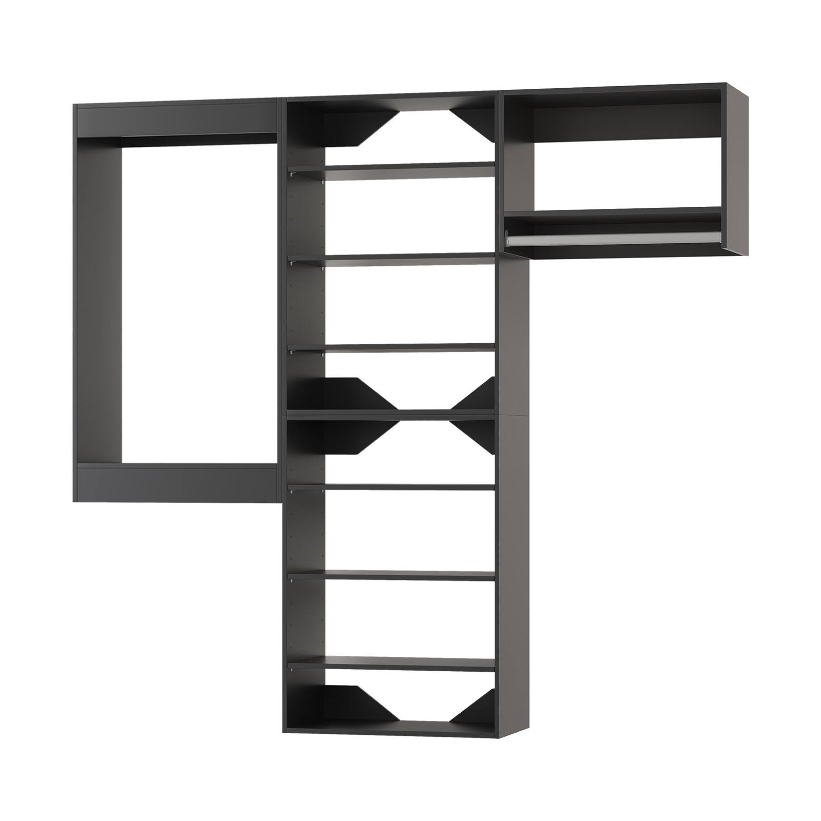 Alt View 5. Roomtec - Roomtec 72 in Black Modular Closet System Unit-Customizable Wall Mounted Walk-In Closets for Bedroom or Walk-in Closet - Black.