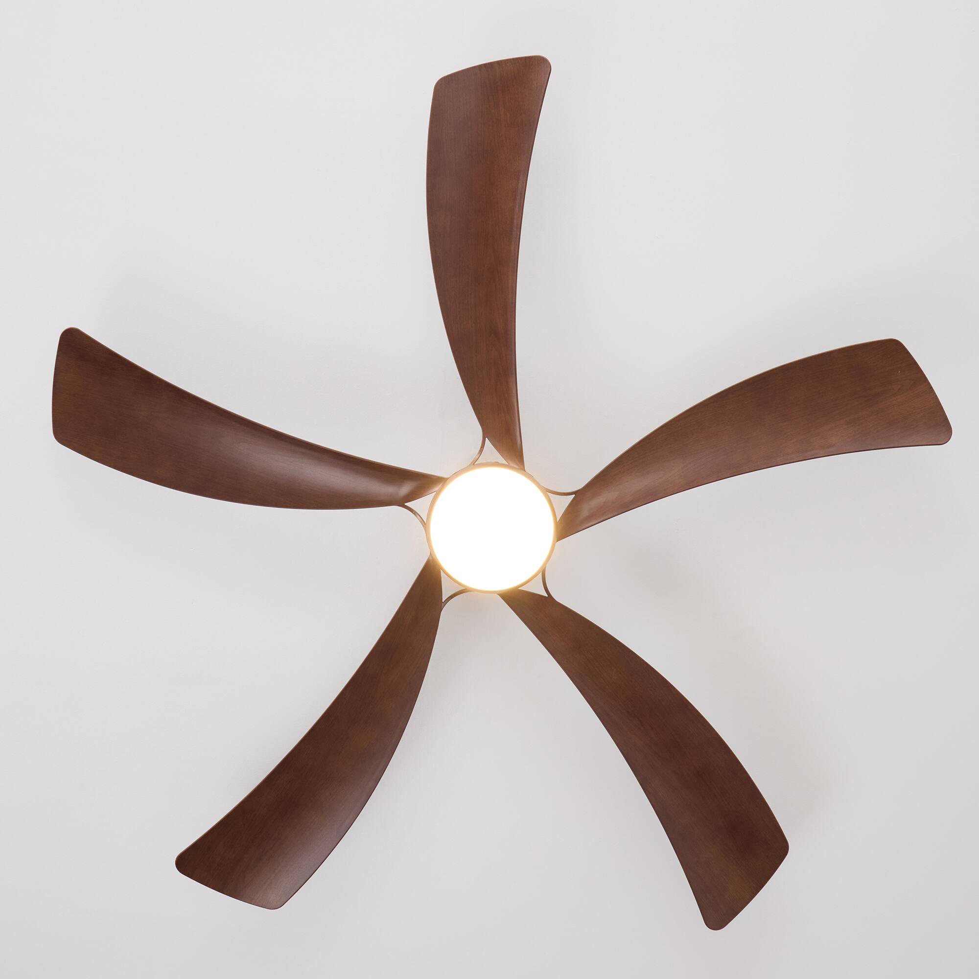 Alt View 8. Siljoy - 52 Inch Modern Low Profile Ceiling Fan with Light Matte Black Walnut Finish 5 Wood Blades Quiet DC Motor with Remote - Brown.