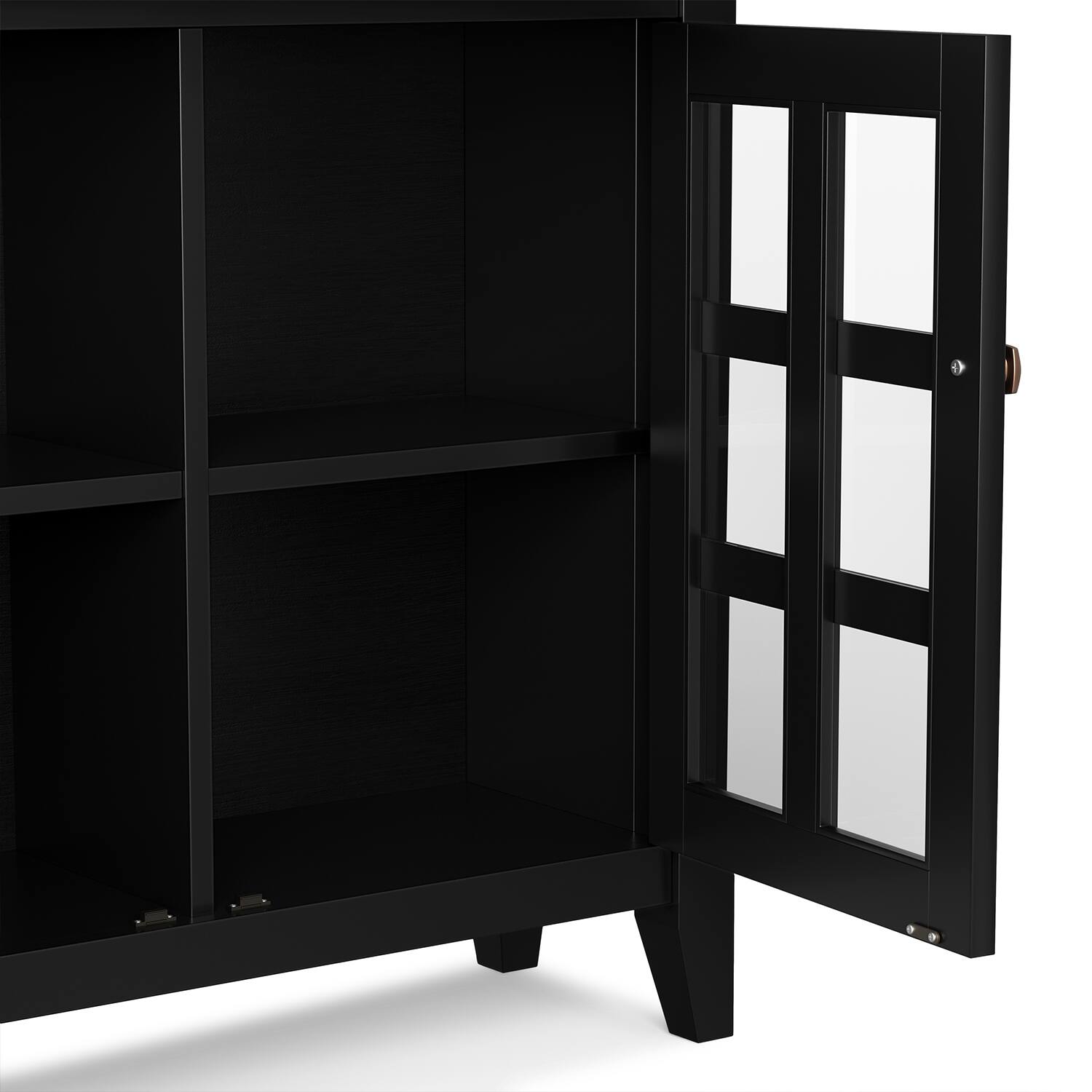 Alt View 7. Simpli Home - Acadian Solid Wood 48 inch Wide Storage Bench and 36 inch Wide Storage Cabinet in Black - Black.