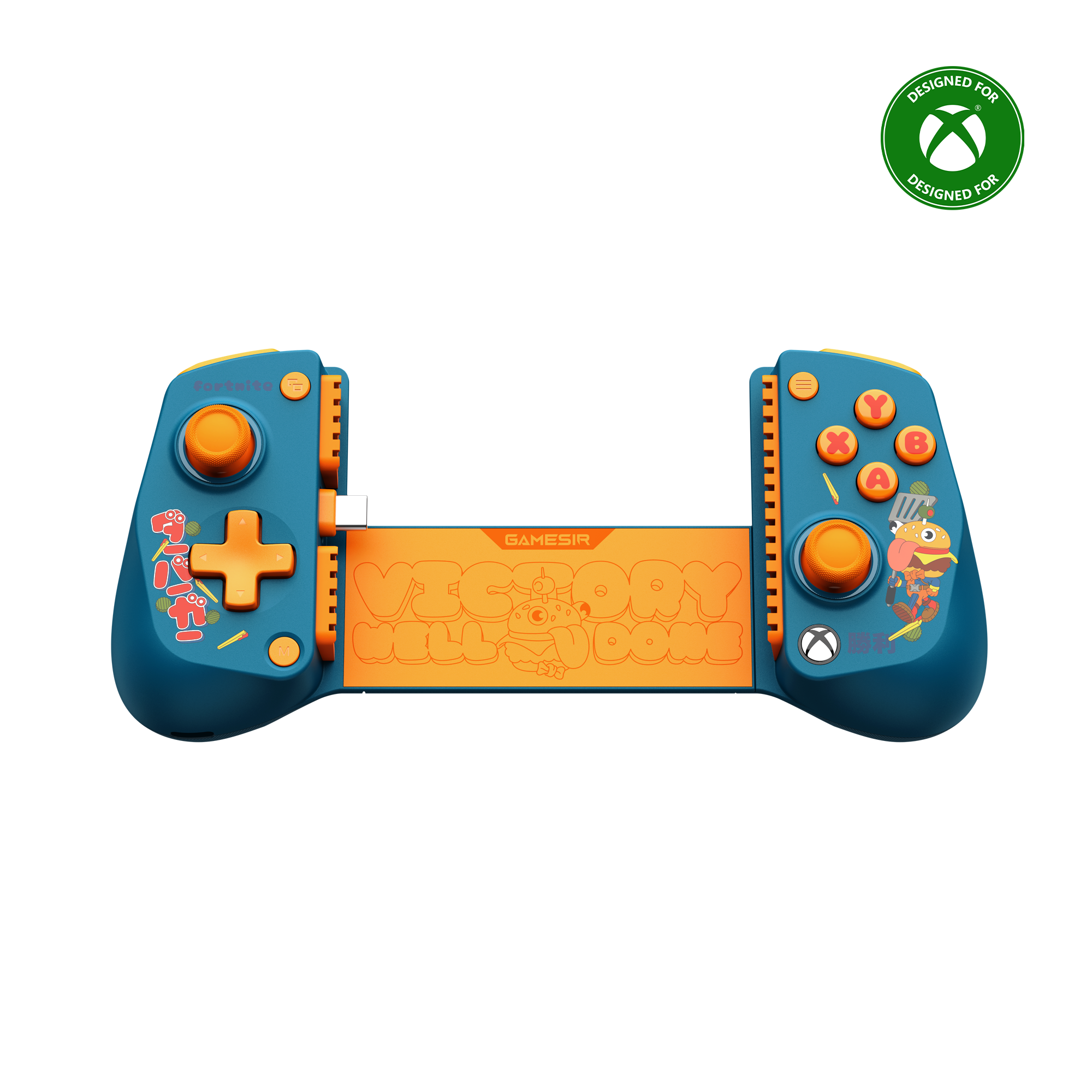 DESIGNED FOR  
XBOX  
fortnite = Y X A GAMESIR + VICTORY M HELL'ANDONE