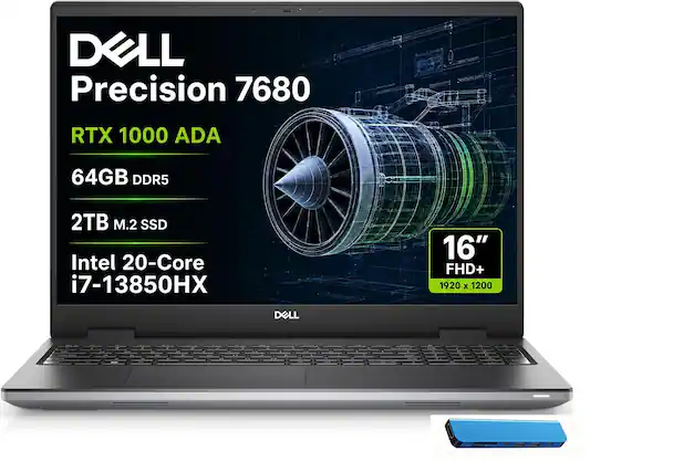 DELL Precision 7680
RTX 1000 ADA
64GB DDR5
2TB M.2 SSD
Intel 20-Core i7-13850HX
16" FHD+ 1920 x 1200