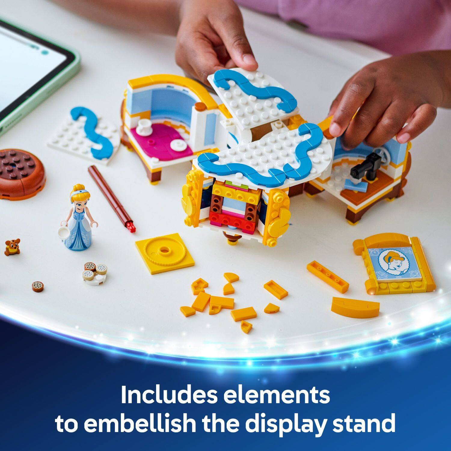 Includes elements to embellish the display stand.