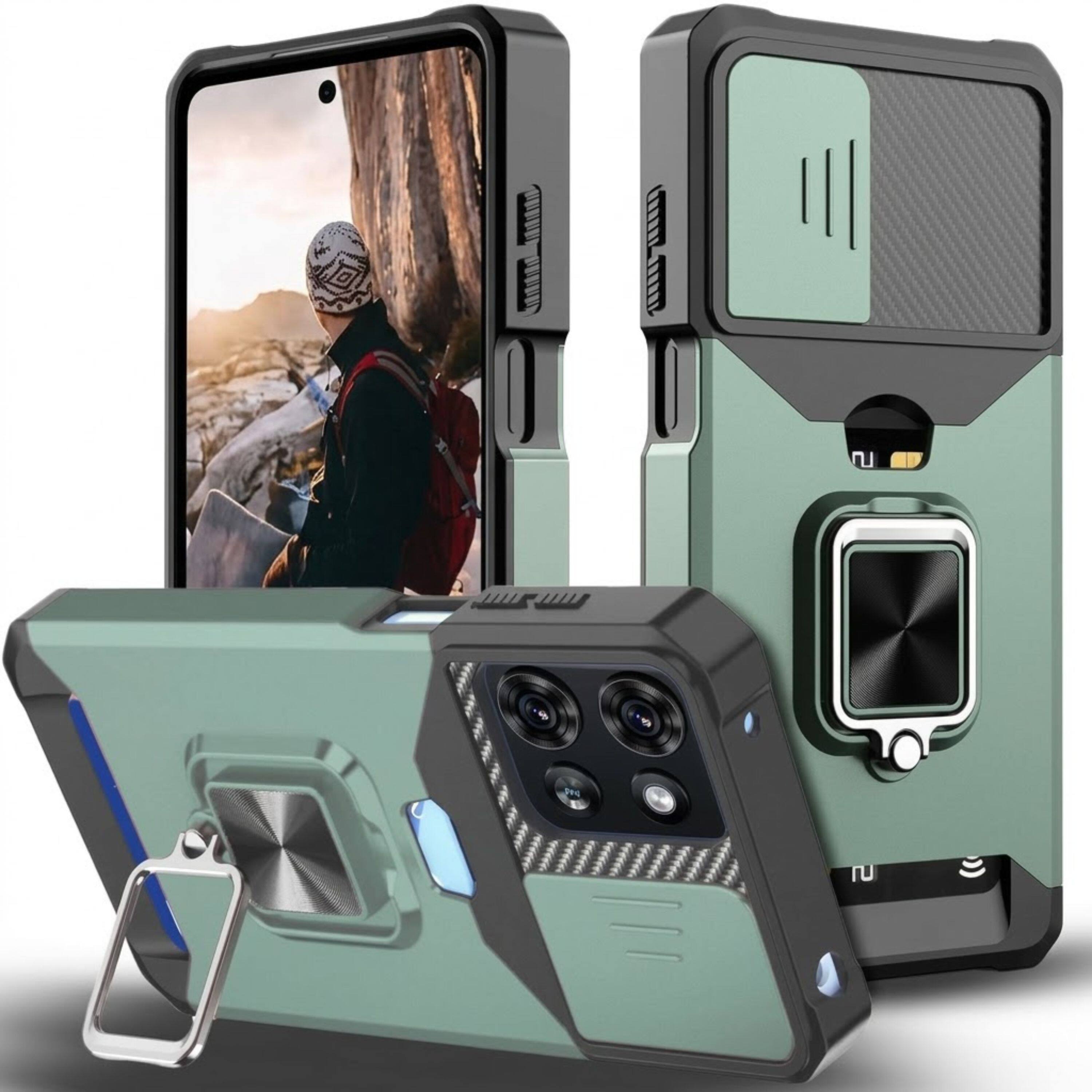 Front. Kitcheniva - Shockproof Camera Cover Case For Motorola Moto G Power 2025 Green - Silver.