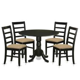East West Furniture - DLPF5-BLK-C 5 PcKitchen Table set - Small Kitchen Table and 4 Kitchen Dining Chairs - Black