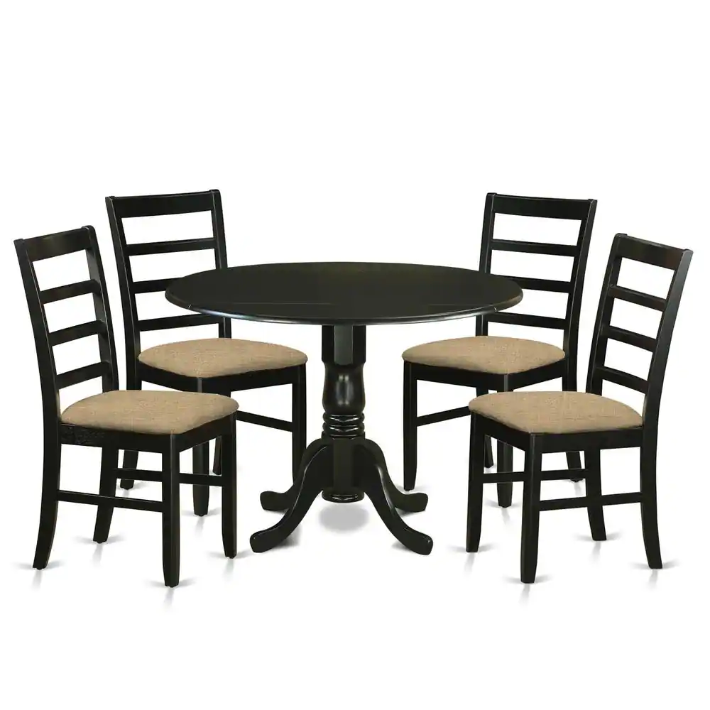 Front. East West Furniture - DLPF5-BLK-C 5 PcKitchen Table set - Small Kitchen Table and 4 Kitchen Dining Chairs - Black.