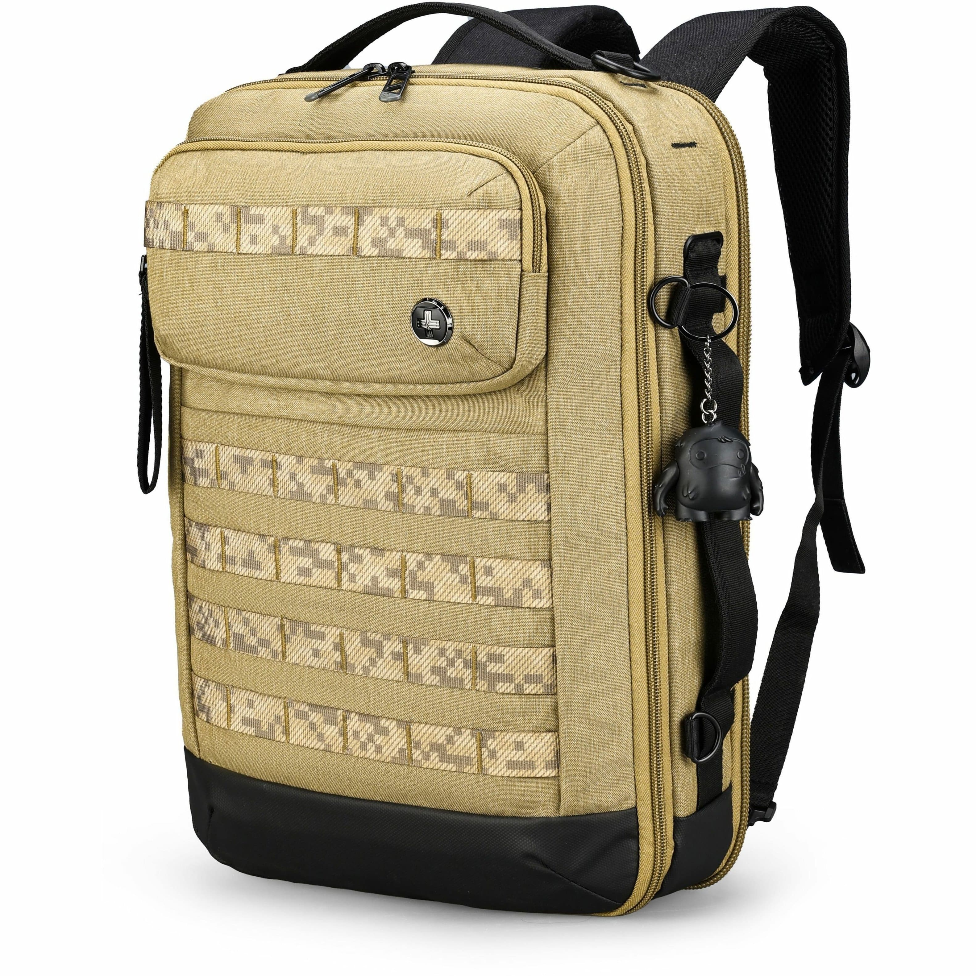 Swissdigital Design - BERG Hybrid TSA-Friendly Briefcase With USB Charging Port RFID Protection and Fits Up to 16″ Laptop - Dark Khaki - Front_Zoom