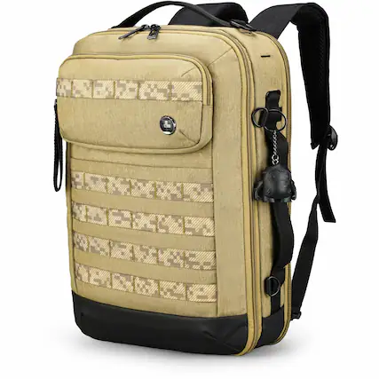 Front. Swissdigital Design - BERG Hybrid TSA-Friendly Briefcase With USB Charging Port RFID Protection and Fits Up to 16″ Laptop - Dark Khaki.