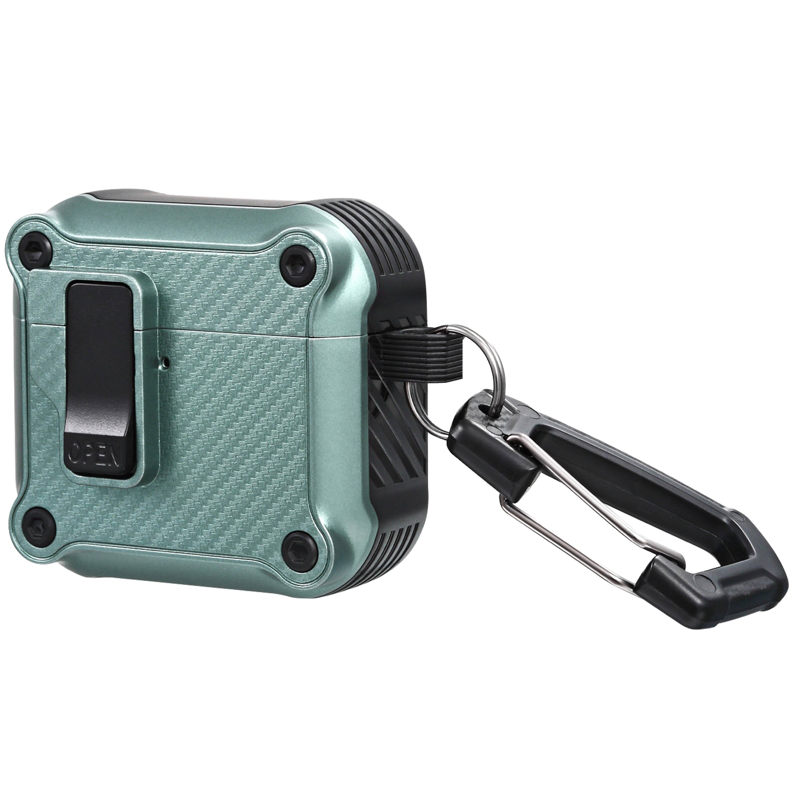 Alt View 6. Vena - Carbon Fiber Pattern Case for Apple AirPods 4 Case, Auto Open Lock Compatible with AirPods Gen 4 4th Generation, Green - Green.