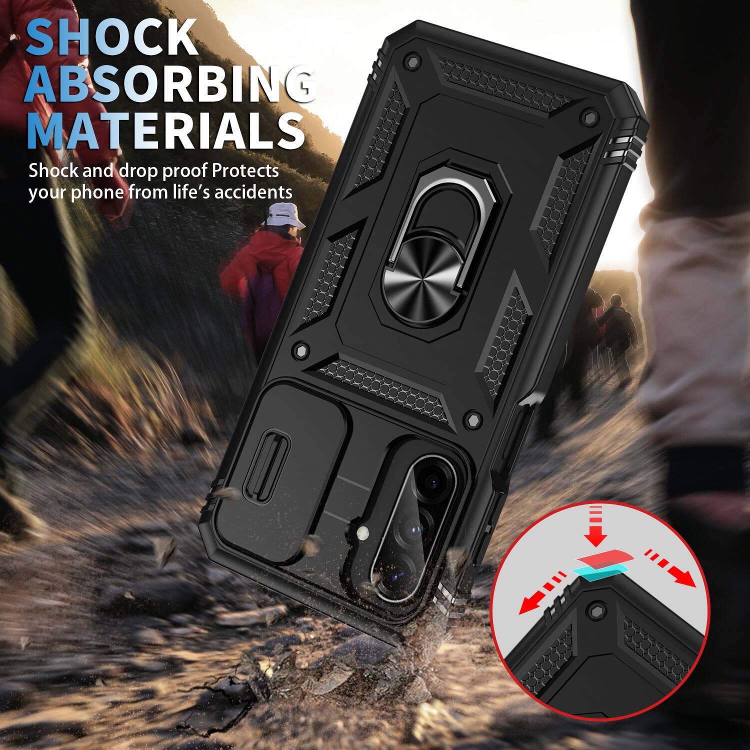SHOCK ABSORBING MATERIALS  
Shock and drop proof  
Protects your phone from life's accidents