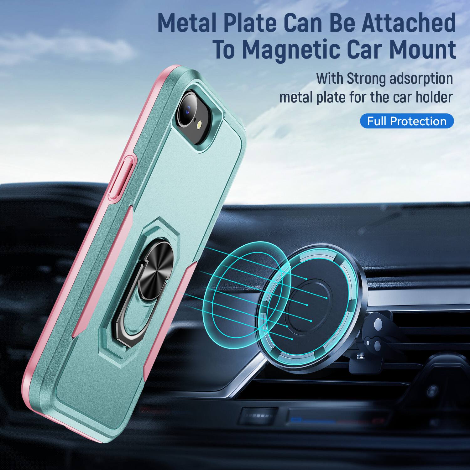 Metal Plate Can Be Attached To Magnetic Car Mount

With Strong adsorption metal plate for the car holder

Full Protection