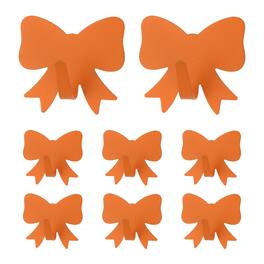 Unique Bargains - 8pcs Bow Knot Decorative Metal Self-Adhesive Wall Hooks Heavy Duty for Bathroom Kitchen Home Office Hanging Keys Coats - Orange