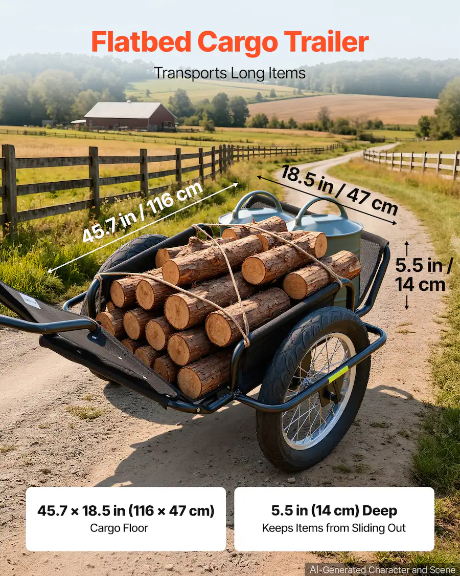 Wheel Load Distribution VEVOR Bike Cargo Trailer 320 lbs Load Heavy Duty Bicycle Game Cart ...