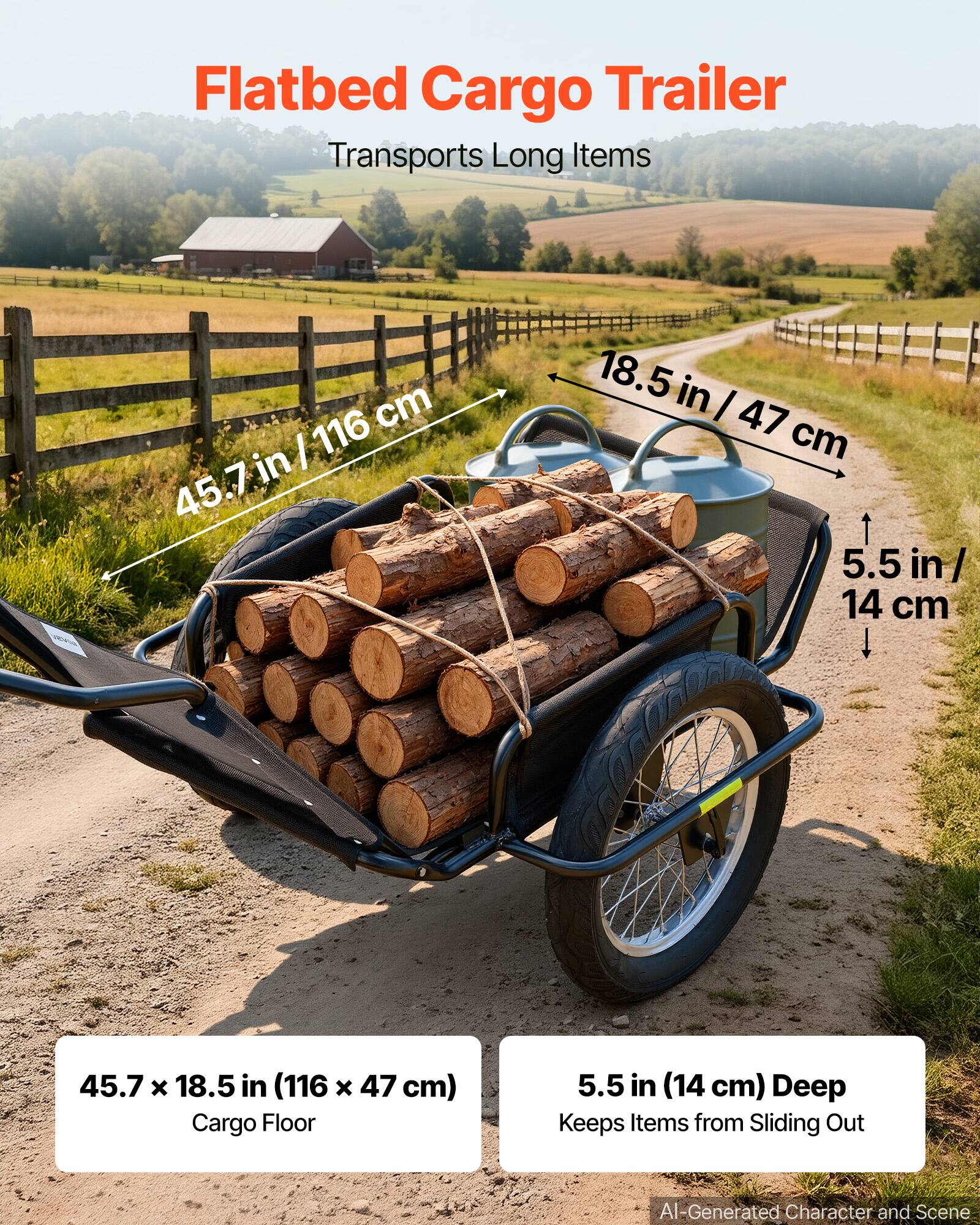 VEVOR Bike Cargo Trailer 320 lbs Load Heavy Duty Bicycle Game Cart ...