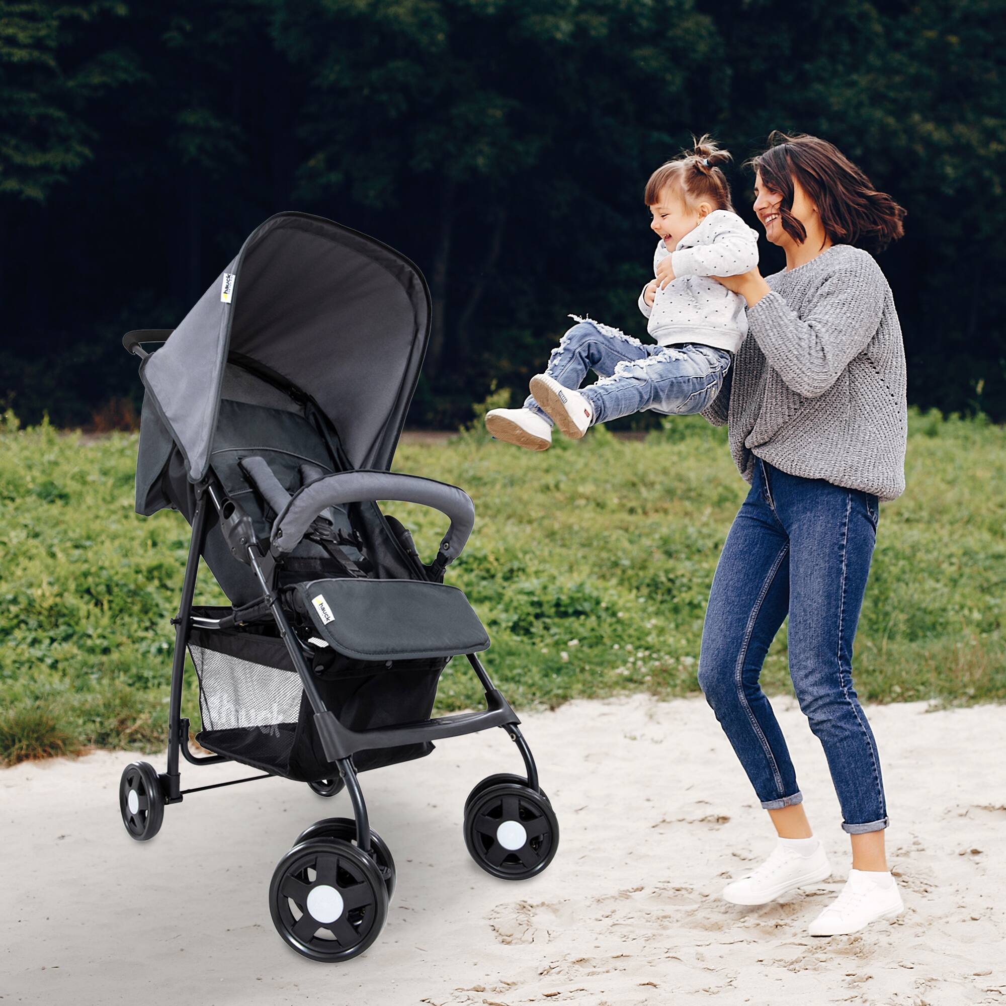 Alt View 3. hauck - hauck Sport T13 Lightweight Compact Foldable Stroller Pushchair, Charcoal Stone.