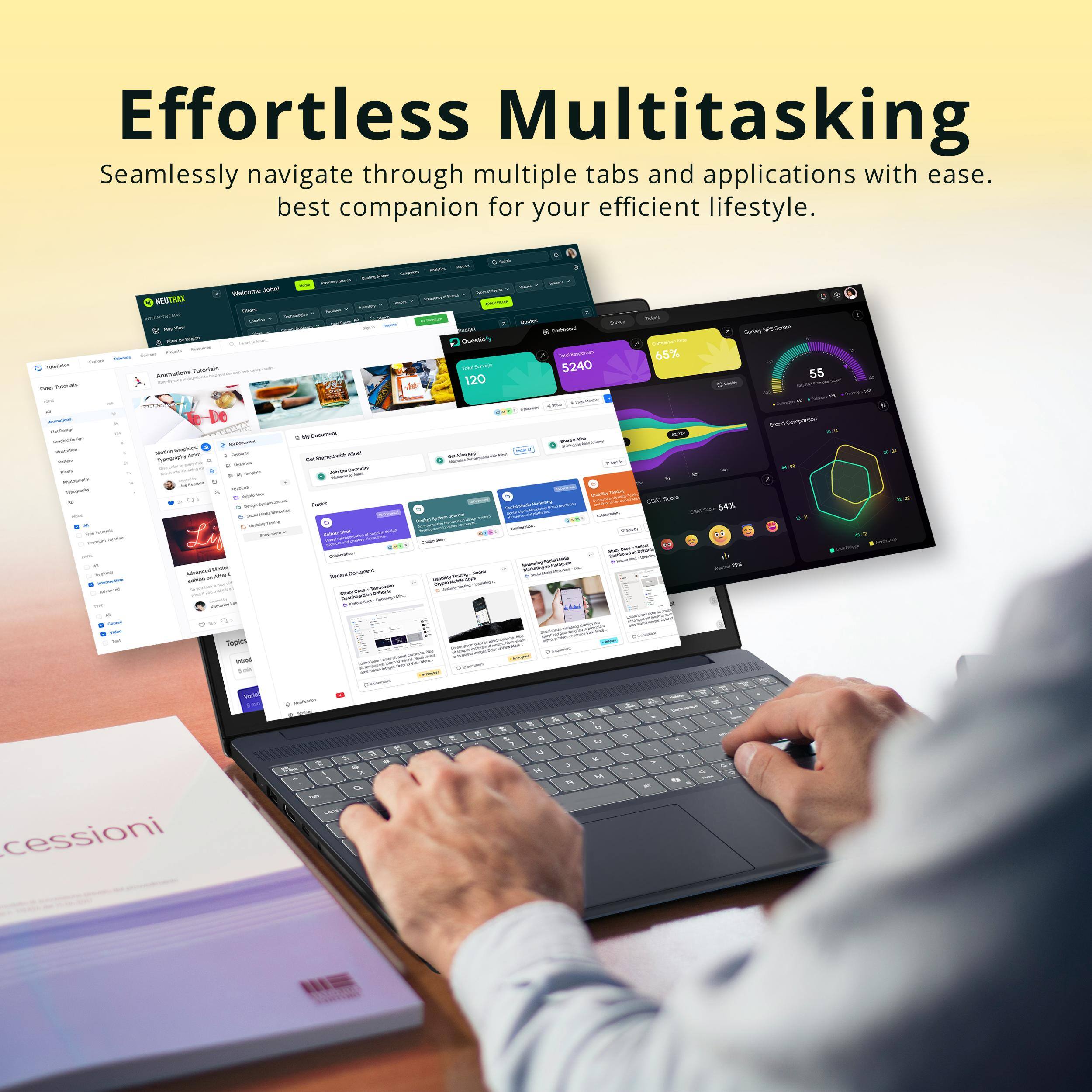 Effortless Multitasking  
Seamlessly navigate through multiple tabs and applications with ease.  
Best companion for your efficient lifestyle.