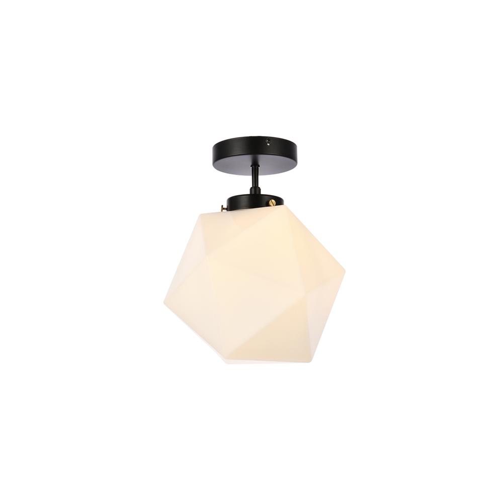 Alt View 6. Living District - Lawrence 1 light black and white glass flush mount - Black And White.