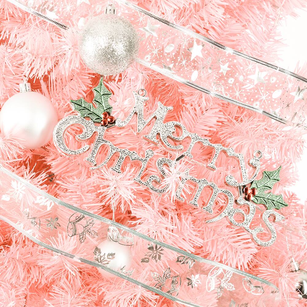 Alt View 7. VAVSEA - 6 ft Pink Unlit Artificial Christmas Tree, 1000 Tips Christmas Pine Tree with Metal Stand for Holiday Decor - Pink.